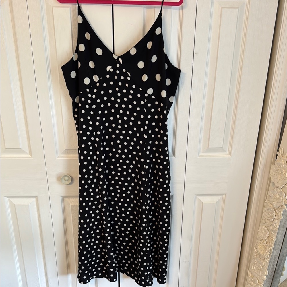 Banana Republic Factory Black and White Polka Dot Midi Dress XL
